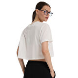 Sedona Cropped Kadın Beyaz Günlük Stil T-Shirt 25KK1034-KBYZ