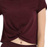 Marana Cropped Top Kadın Bordo Günlük Stil T-Shirt 25KK1032-BRD