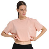Sedona Cropped Kadın Pembe Günlük Stil T-Shirt 25KK1034-PPMB