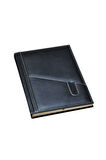 Deri Defter Günlük Journal Ajanda Tarihsiz Kareli Telefon Kılıflı 160 Yaprak Vegan 17x24 cm