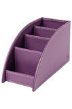 Masaüstü Deri Kalemlik Kumandalık Organizer 4 Gözlü Desktop Organizer Rainbow Vegan 10x21,5x12,5 cm