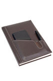 Deri Defter Günlük Journal Ajanda Tarihsiz Düz Telefon Kılıflı 160 Yaprak Vegan 17x24 cm