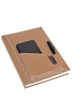 Deri Defter Günlük Journal Ajanda Tarihsiz Düz Telefon Kılıflı 160 Yaprak Vegan 17x24 cm