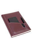 Deri Defter Günlük Journal Ajanda Tarihsiz Çizgili Telefon Kılıflı 160 Yaprak Vegan 17x24 cm