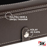 2K Suni Deri Peçetelik Mendil Kutusu 13*24*6 cm. Kahverengi