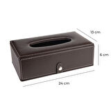 2K Suni Deri Peçetelik Mendil Kutusu 13*24*6 cm. Kahverengi