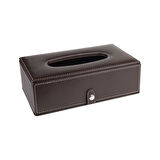 2K Suni Deri Peçetelik Mendil Kutusu 13*24*6 cm. Kahverengi