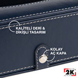 2K Suni Deri Peçetelik Mendil Kutusu 13*24*6 cm. Lacivert