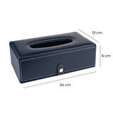 2K Suni Deri Peçetelik Mendil Kutusu 13*24*6 cm. Lacivert