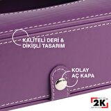 2K Suni Deri Peçetelik Mendil Kutusu 13*24*6 cm. Lila