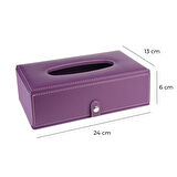 2K Suni Deri Peçetelik Mendil Kutusu 13*24*6 cm. Lila