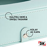 2K Suni Deri Peçetelik Mendil Kutusu 13*24*6 cm. Su Yeşili