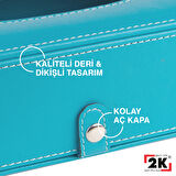 2K Suni Deri Peçetelik Mendil Kutusu 13*24*6 cm. Turkuaz