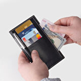 S.Deri Kartlık Cüzdan Kalemlik Siyah Wallet and Card Holder Vegan 9x15,5 cm. Black