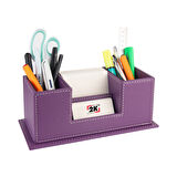 Masaüstü Deri Organizer Kalemlik 4 Gözlü Desktop Organizer Rainbow Vegan 10x12x25 cm.