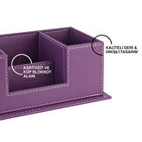 Masaüstü Deri Organizer Kalemlik 4 Gözlü Desktop Organizer Rainbow Vegan 10x12x25 cm.
