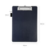 Sekreterlik,A5 Küçük Boy,Kapaksız,A5 Clipboard Vegan Suni Deri,17,5x24,5 cm.,Lacivert
