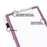 Sekreterlik,A5 Küçük Boy,Kapaksız,A5 Clipboard Vegan Suni Deri,17,5x24,5 cm.,Lila/Mor