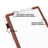 Sekreterlik,A5 Küçük Boy,Kapaksız,A5 Clipboard Vegan Suni Deri,17,5x24,5 cm.,Taba
