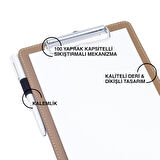 Sekreterlik,A5 Küçük Boy,Kapaksız,A5 Clipboard Vegan Suni Deri,17,5x24,5 cm.,Vizon