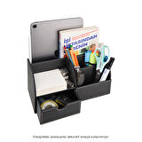 Masa Üstü Düzenleyici,Kalemlik,Kumandalık,Küpbloknotluk,Tabletlik,Kitaplık,6 Gözlü,Çekmeceli,Desktop Organizer,Vegan,24,5*13*12
