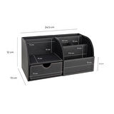 Masa Üstü Düzenleyici,Kalemlik,Kumandalık,Küpbloknotluk,Tabletlik,Kitaplık,6 Gözlü,Çekmeceli,Desktop Organizer,Vegan,24,5*13*12