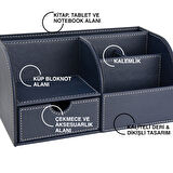 Masaüstü Düzenleyici,Kalemlik,Kumandalık,Küpbloknotluk,Tabletlik,Kitaplık,6 Gözlü,Çekmeceli,Desktop Organizer,Vegan,24,5*13*12