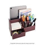 Masaüstü Düzenleyici,Kalemlik,Kumandalık,Küpbloknotluk,Tabletlik,Kitaplık,6 Gözlü,Çekmeceli,Desktop Organizer,Vegan,24,5*13*12