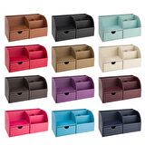 Masaüstü Düzenleyici,Kalemlik,Kumandalık,Küpbloknotluk,Tabletlik,Kitaplık,6 Gözlü,Çekmeceli,Desktop Organizer,Vegan,24,5*13*12