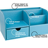 Masaüstü Düzenleyici,Kalemlik,Kumandalık,Küpbloknotluk,Tabletlik,Kitaplık,6 Gözlü,Çekmeceli,Desktop Organizer,Vegan,24,5*13*12