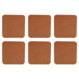 Bardak Altlığı,6’lı Set,Masaüstü Kare Cup Coaster,Vegan Suni Deri,11x11 cm.,Taba