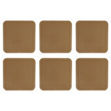 Bardak Altlığı,6’lı Set,Masaüstü Kare Cup Coaster,Vegan Suni Deri,11x11 cm.,Vizon