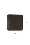 Bardak Altlığı,6’lı Set,Masaüstü Yuvarlak Cup Coaster,Vegan Suni Deri,11x11 cm.,Kahverengi