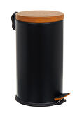 Foreca Ahşap Pedallı Çöp Kovası Siyah 16 Lt
