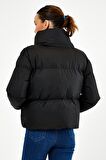 Tonny Black Siyah Kadın Owersize Dolumlu Şişme Su Geçirmez Mont Tbg069 Siyah-XL