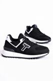 Tonny Black Unisex Siyah Beyaz Kaymaz Eva Taban Bağcıklı Sneaker