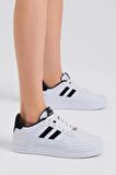 Tonny Black Unisex Beyaz Siyah Yanı Çizgili Bağcıklı Rahat Kalıp Sneaker