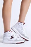 Tonny Black Unisex Beyaz Bordo Rahat Kalıp Poli Taban Bağcıklı Uzun Sneaker