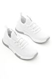 Nefes Alabilen Kumaş Poli Taban Bağcıklı Unisex Beyaz Spor Ayakkabı V2QNT-0