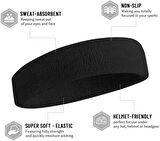 Maksimen Sporcu Saç Bandı Kafa Bandı Headband Havlu Saç Bandı Siyah