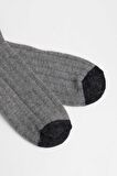 Mısırlı Unisex Alpaka Yünü Kışlık Çemberli Tekli Gri Soket Çorap - M-3093-G