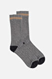 Mısırlı Unisex Alpaka Yünü Kışlık Çemberli Tekli Gri Soket Çorap