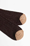 Mısırlı Unisex Alpaka Yünü Kışlık Çemberli Tekli Kahverengi Soket Çorap