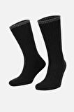 Mısırlı Erkek Kuzu Yünü (Lambswool) Tekli Siyah Soket Çorap M 65001 S