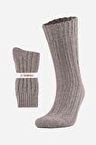 Mısırlı Unisex 5 Kat Alpaka Yünü Kışlık Tekli Bej Soket Çorap - M-3094-B