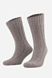 Mısırlı Unisex 5 Kat Alpaka Yünü Kışlık Tekli Bej Soket Çorap - M-3094-B