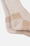 Mısırlı Unisex Alpaka Yünü Havlu Kışlık Ekru/Bej Soket Çorap - M 6006-EB