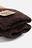 Mısırlı Unisex Alpaka Yünü Havlu Kışlık Kahve/Kırmızı Soket Çorap - M 6005-KK
