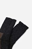 Mısırlı Unisex Alpaka Yünü Havlu Kışlık Antrasit/Bej Soket Çorap - M 6005-AB