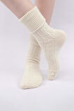 Mısırlı Kadın Koyun Yünü Tekli Ekru Kıvrık Soket Çorap M 75005 E